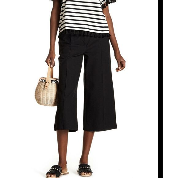 kate spade Pants - KATE SPADE Twill Wide Leg Crop Pants Black 8